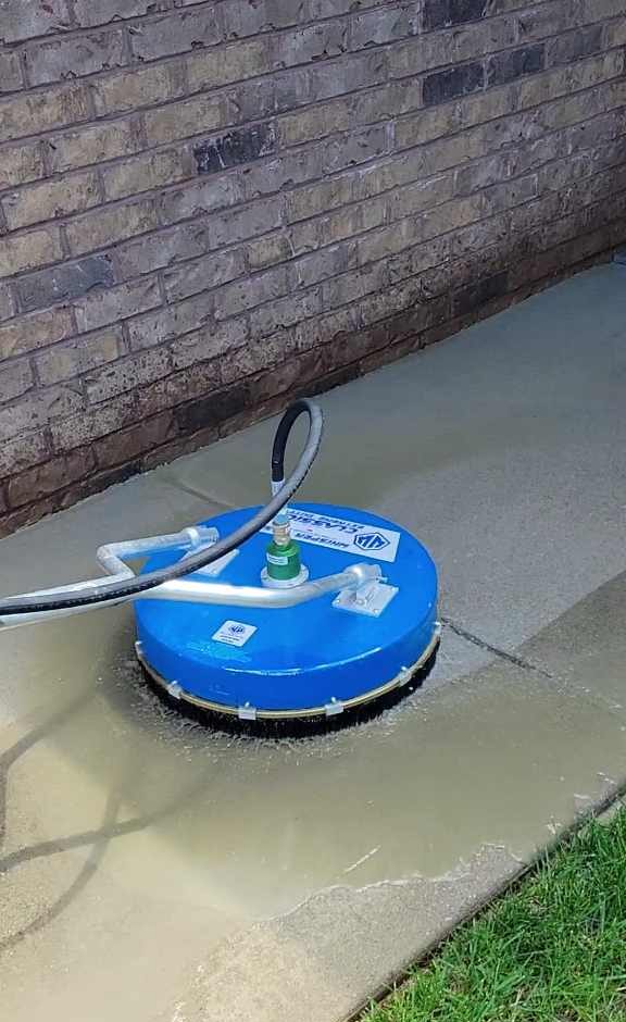 hot water power washing concrete